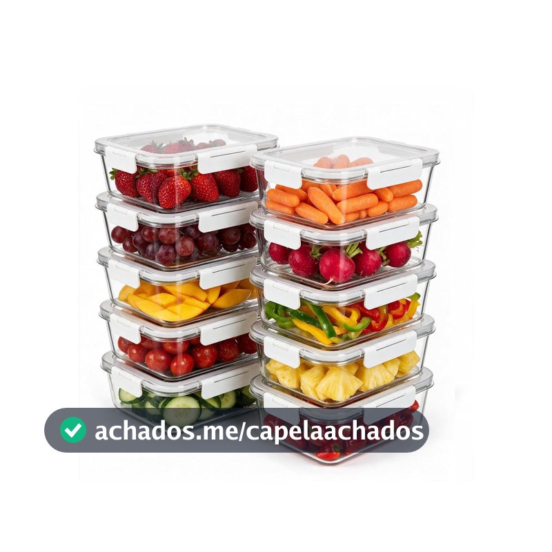 Oikos - Kit 10 Potes de Marmita 370ml Vidro Herméticos com Trava