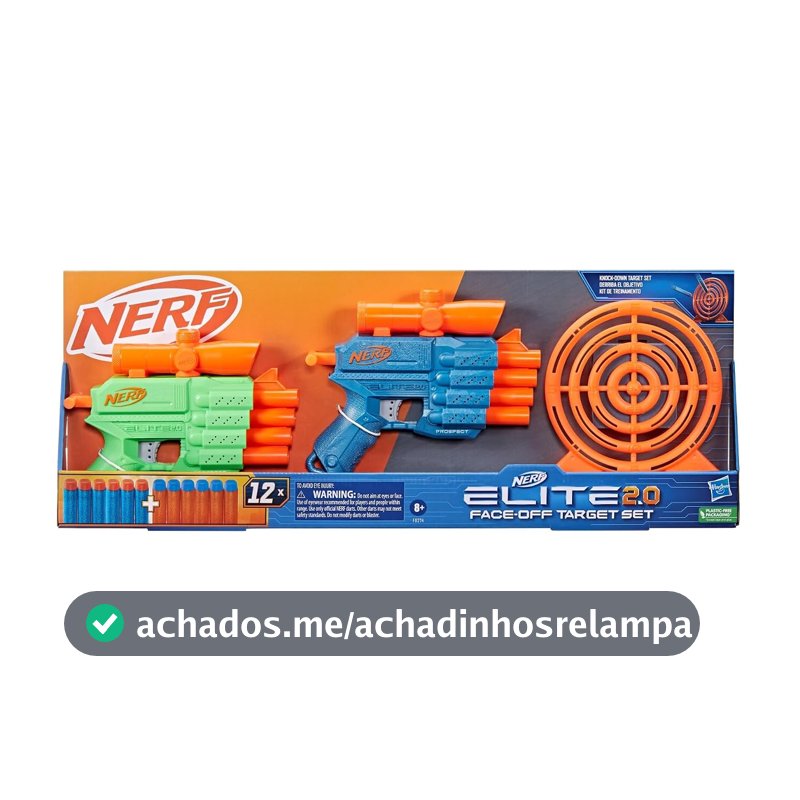 Nerf Elite 2.0 Face Off Kit com alvos - Inclui 2 lançadores de dardos, alvo e 12 dardos de espuma Ne