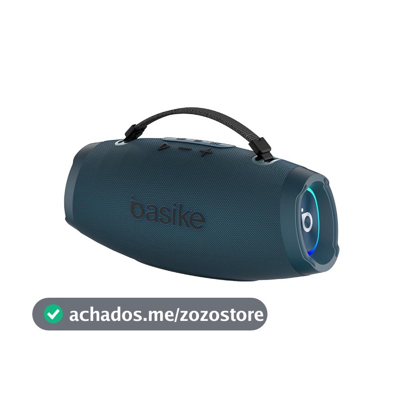 Basike Caixa de Som Estéreo Sem Fio, Boombox 120W, Bluetooth, azul