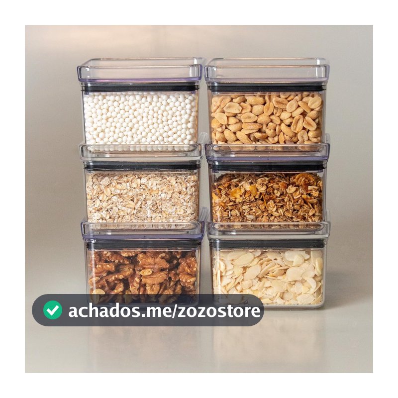 Kit Potes Herméticos Lumini 480 ml Paramount Organizadores de Alimentos, Transparentes, Empilháveis e com Vedação (6)