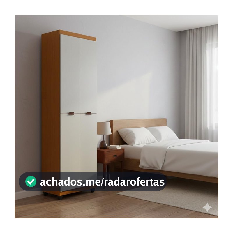 Armário Multiuso Clean: 6 Nichos Espaçosos e 4 Portas – Máxima Organização (Cedro/Off)