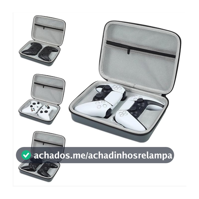 Bolsa Case Estojo Maleta Protetora Viagem Rigida Cinza Premium Para Controle Compativel Com Ps5 / Ps4 / Xbox / Switch Pro