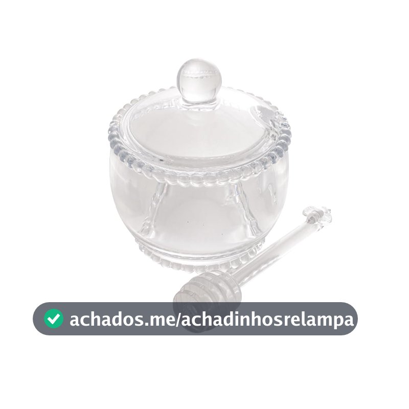 WOLFF - Meleira de Cristal com Colher - 10cm x 10cm x 11cm - Linha Pearl - 200ml