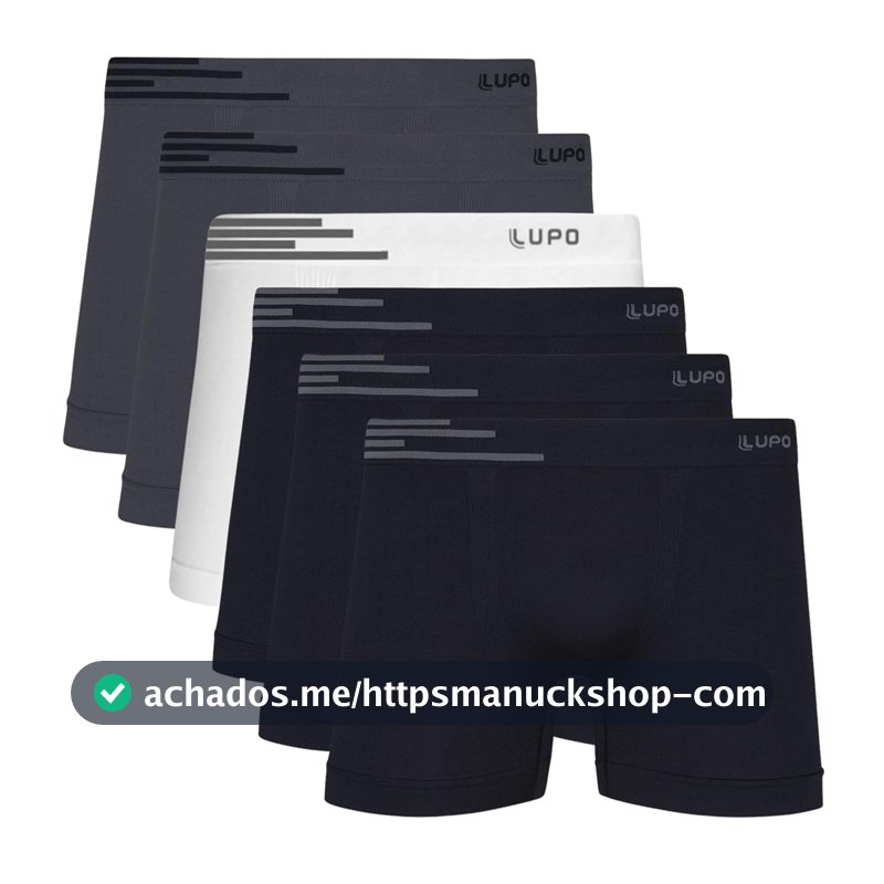 Kit 6 Cuecas Lupo Boxer Masculinas Microfibra de Poliamida Sem Costura Adulto
