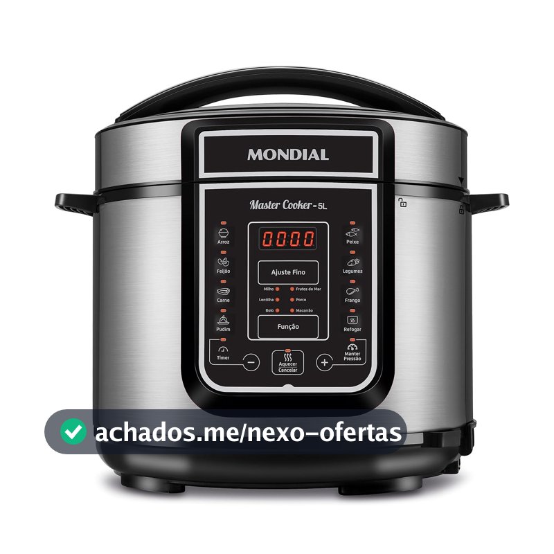 MONDIAL Panela de Pressão Digital, Master Cooker - 5L, 220V, Preto, 900W - PE-38