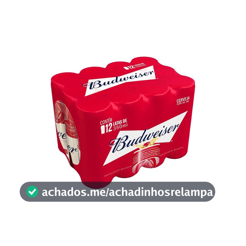Cerveja Budweiser, American Lager, Lata Sleek 350ml, Pack com 12 unidades