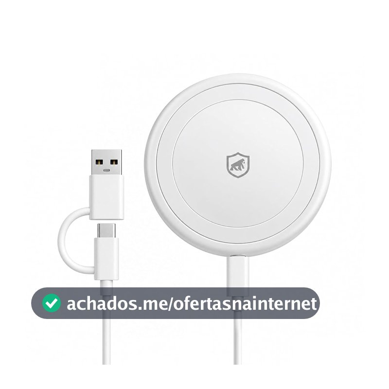Gshield Carregador Sem Fio Wireless Discovery 3 em 1 Tipo C + Adaptador USB A, 15W Carregamento Rápido, Compatível com iPhone, Apple Watch e Airpods, Branco