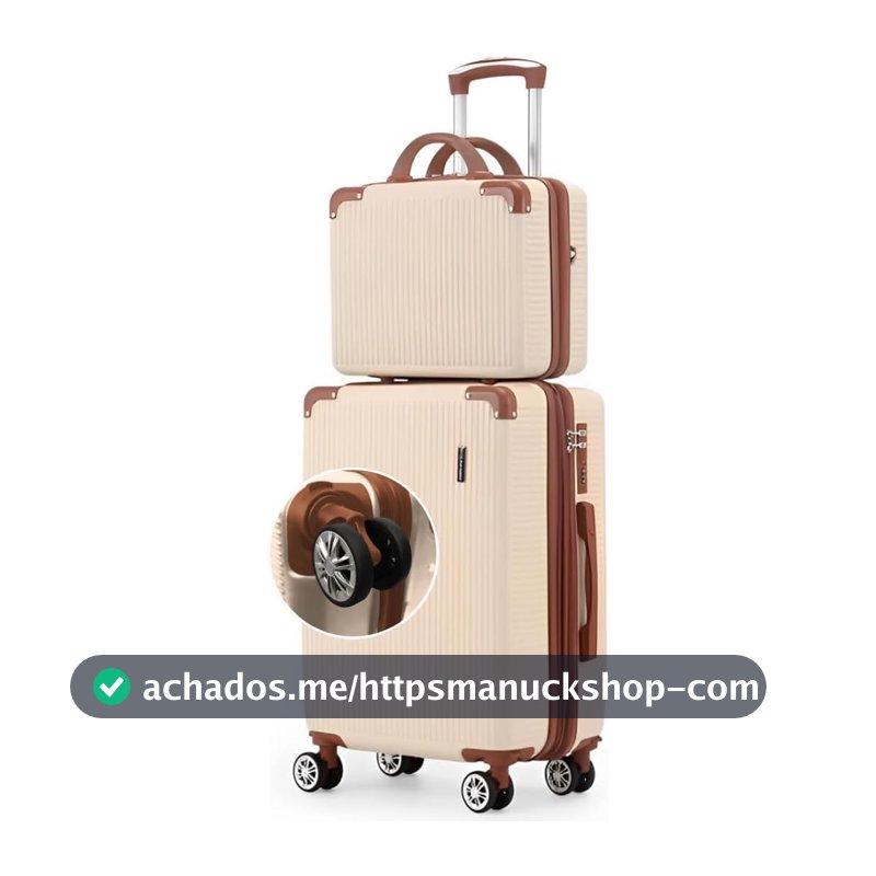Mala de Bordo 10kg com Frasqueira Bagagem de Mão Expansivel Aprovada ANAC com 4 Rodas duplas 360° Cadeado AntiFurto TSA Mala de Viagem Alça Lateral com Divisória, Leve Resistente Bege