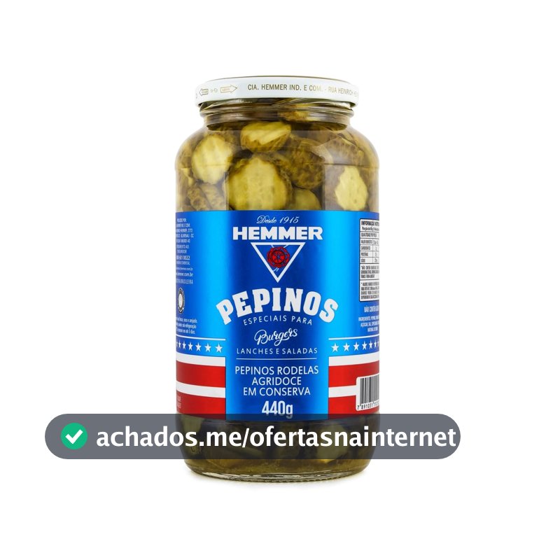 Pepinos em Conserva Agridoce Hemmer Vidro 440G