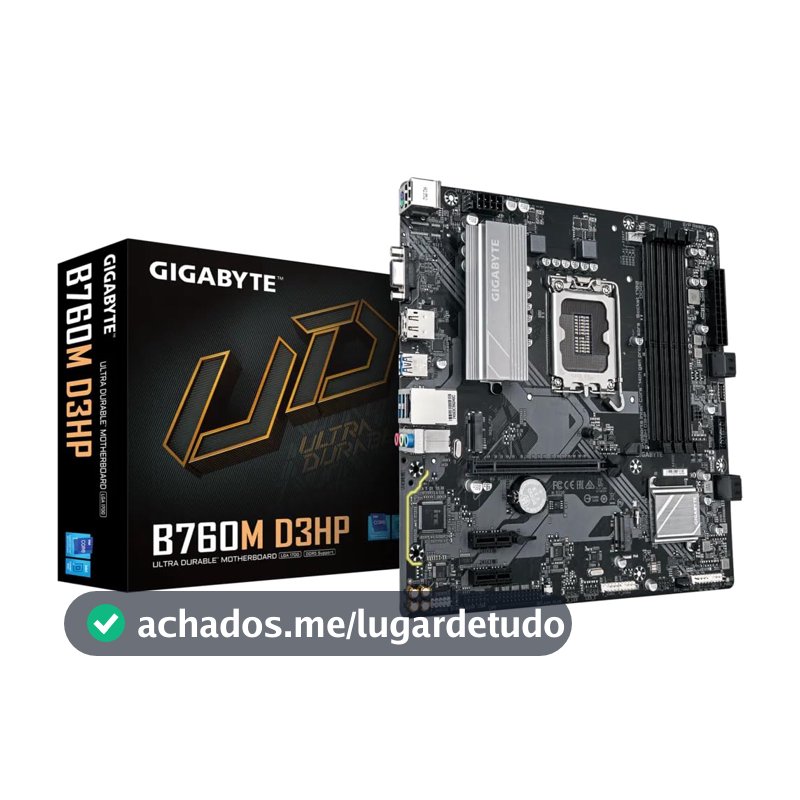 Placa Mãe Gigabyte B760M D3HP (LGA 1700/4xDDR5/HDMI/DP/VGA/M.2/USB 3.2)
