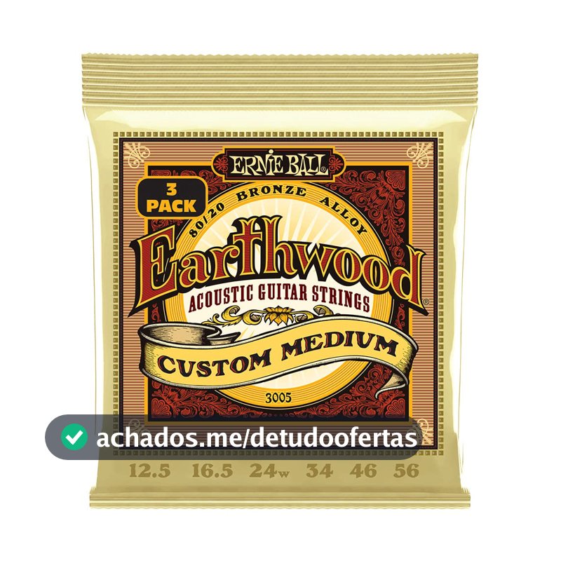 Ernie Ball Earthwood Custom Medium 80/20 Bronze Acoustic Guitar Strings 3-Pack - 12.5-56 Gauge