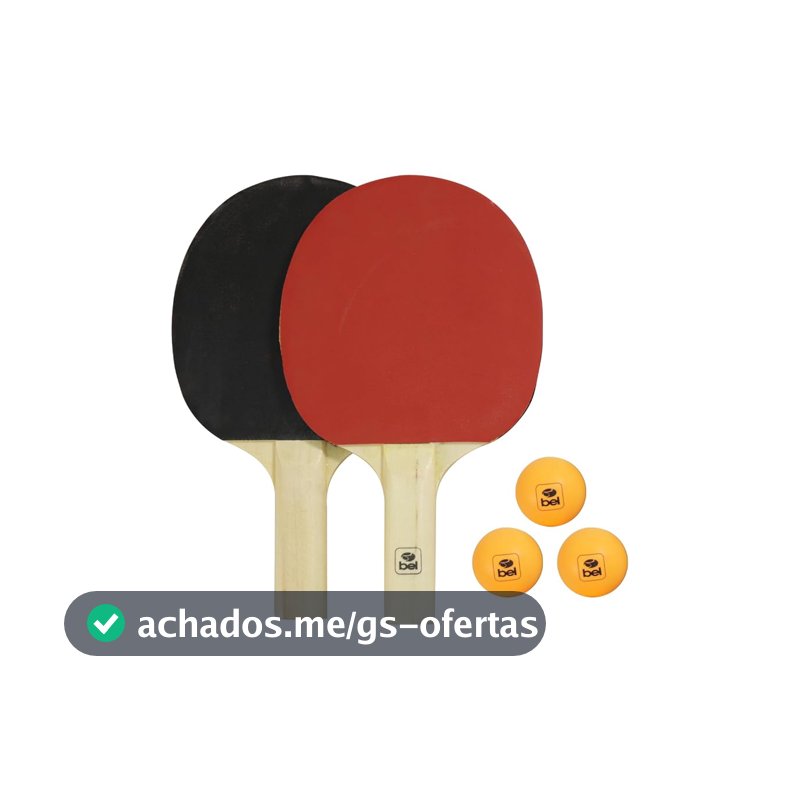 Kit Tênis de Mesa - 2 Raquetas + 3 Bolinhas Bel Fix Vermelho/Preto