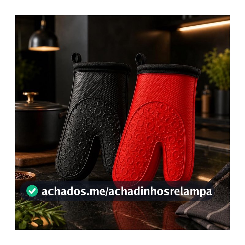 Luva Térmica de Silicone Manga Longa para Forno e Cozinha, Proteção contra Calor até 220°C, Antiderrapante, Resistente e Durável para Assadeiras, Panelas, Churrasqueira e Air Fryer