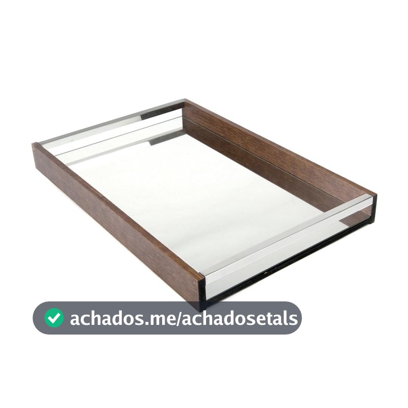 WOLFF - Bandeja de Madeira com Espelho Naturals 60cm x 35cm x 5cm - Woodart