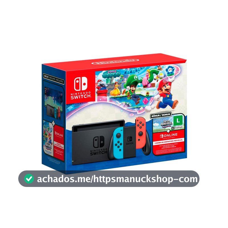 Bundle Nintendo Switch + Super Mario Bros. Wonder + 3 Meses de Assinatura Nintendo Switch Online