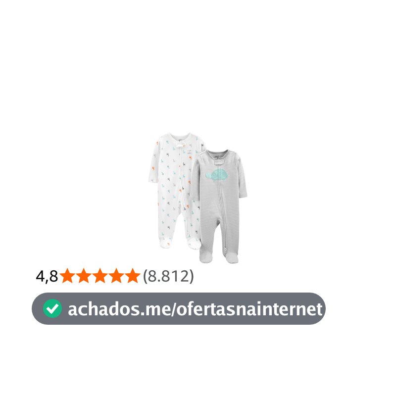 Macacão de dormir para bebês Pacote com 2 pares neutros de algodão com pés para dormir e brincar Simple Joys by Carter'sUnisex Bebê