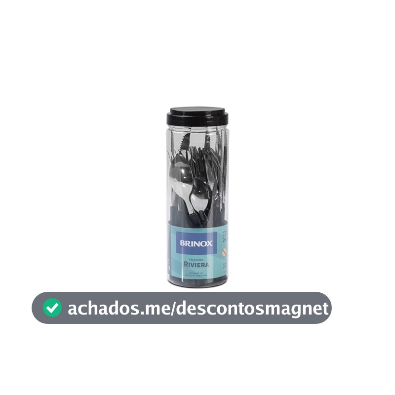 Brinox - Faqueiro 24 Peças em Aço Inox Riviera com Pote de Plástico - Preto