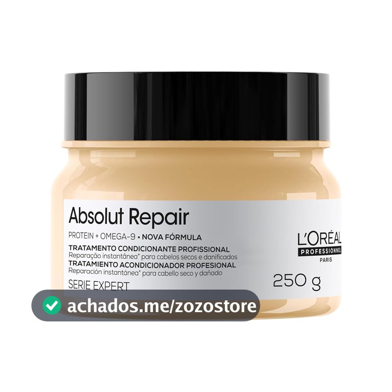 L'Oréal Professionnel Máscara Capilar Absolut Repair, Tratamento Capilar Proteico Para Nutrição Profunda, Hidrata, Repara Danos e Acrescenta Brilho, Para Cabelos Secos e Danificados