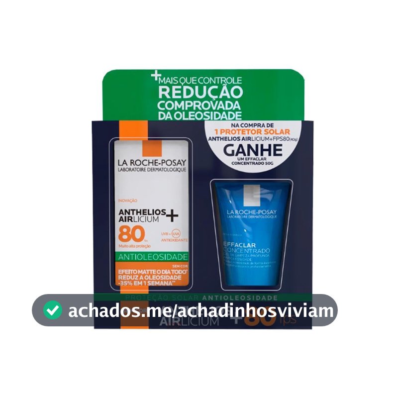 La Roche-Posay, Kit Protetor Solar Facial Anthelios Airlicium+ Gel Creme FPS80 40G + Effaclar Gel Concentrado 50G
