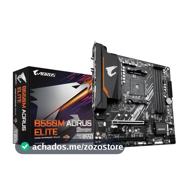 Placa Mãe Gigabyte B550M AORUS ELITE (AM4/DDR4/HDMI/M.2(PCIe,NVMe,SATA3)/VRM Solution/USB3.2) - B550M AORUS ELITE