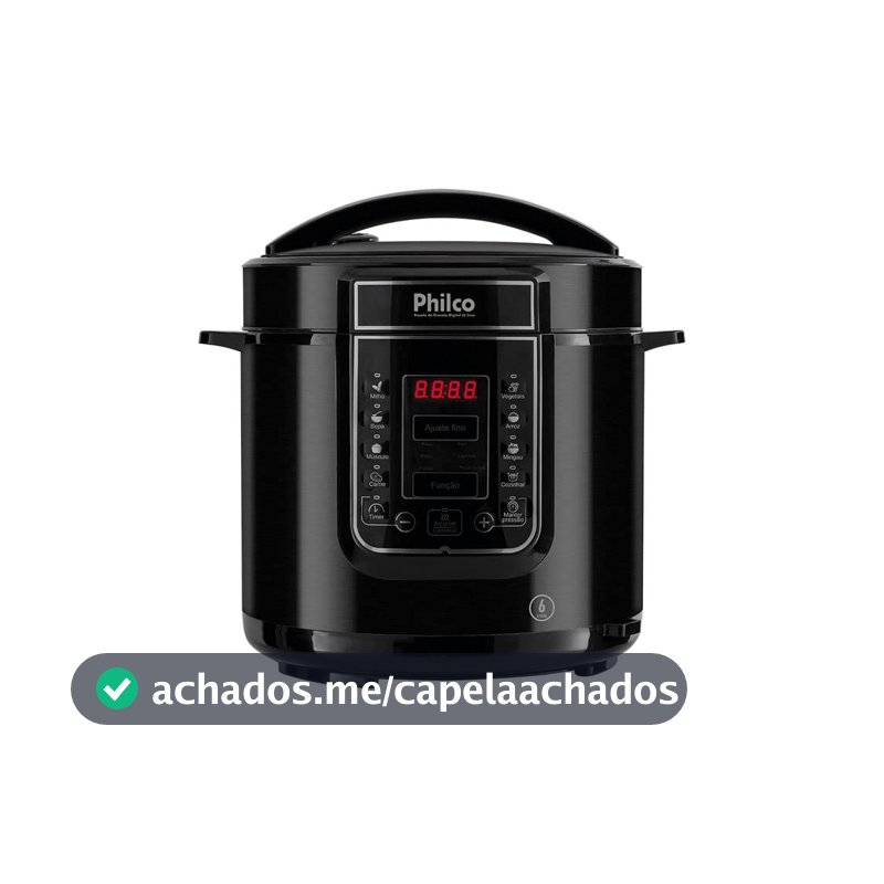 Philco Panela de Pressão, Digital Inox Ppp01p, 6L, Preto, 110v