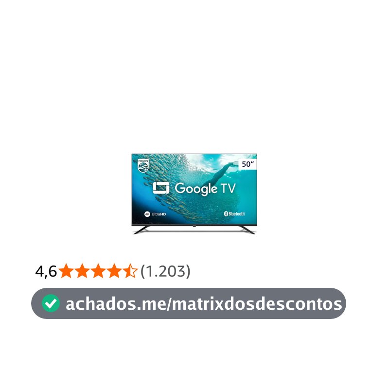 PHILIPS, Smart TV, 50'' 4K UHD, 50PUG7019/78, Google TV, Comando de Voz, HDR
