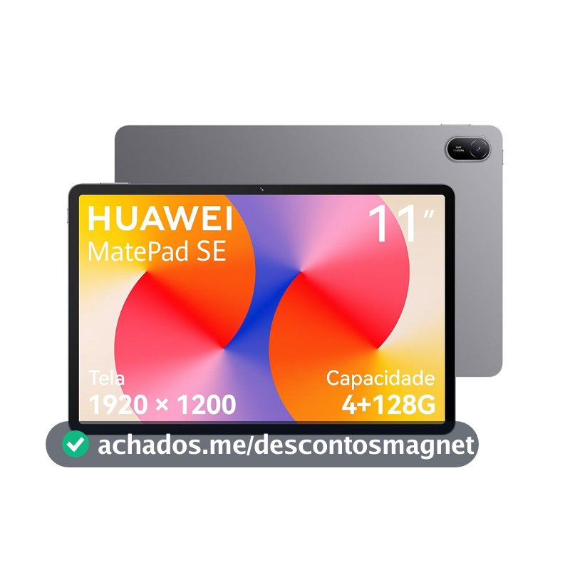 Tablet, HUAWEI MatePad SE 11, 4+128GB, Tela HUAWEI FullView de 11" para Conforto Visual，Superbateria de 7700 mAh 22,5W，Câmera Traseira 8 MP，Câmera Frontal 5 MP，Cinza Nebula