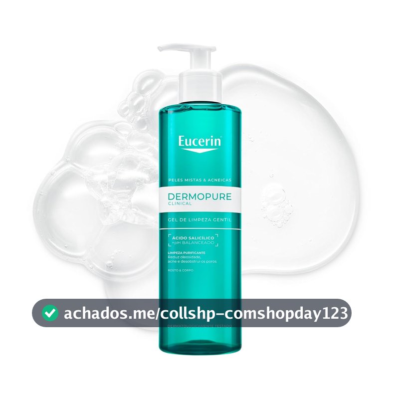 EUCERIN Dermopure Clinical Gel de Limpeza Gentil 400ml, Redução da oleosidade e acne, Desobstrui os poros