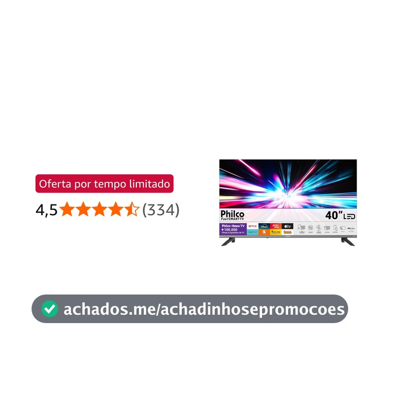 Smart TV 40" Philco Roku TV HDR10 Dolby Áudio P40CRA