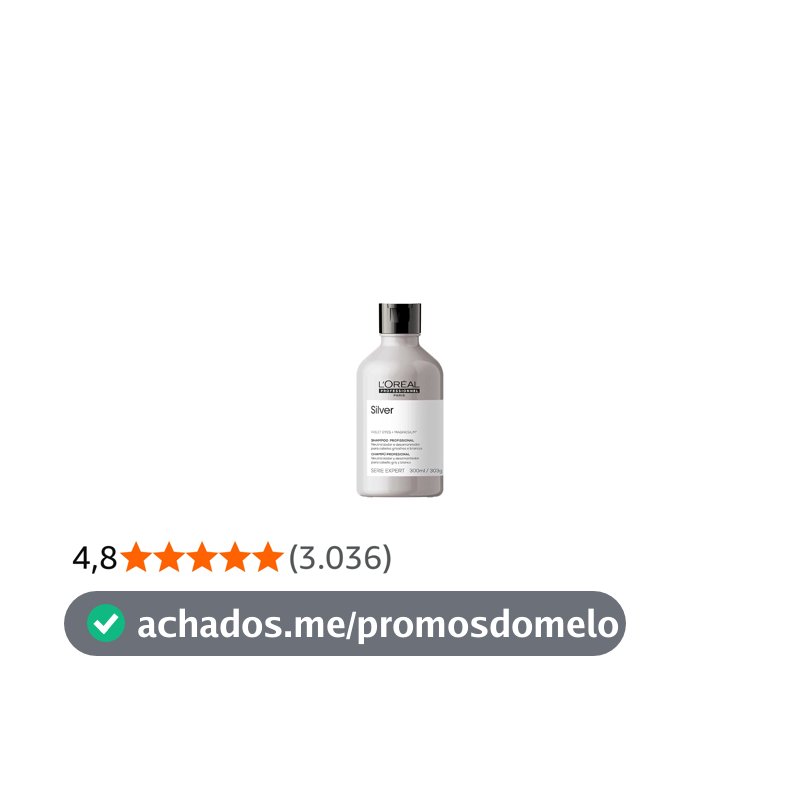 L'Oreal Professionnel Shampoo Silver, Neutraliza Tons Amarelos Indesejados, Com Pigmentos Roxo, Para Cabelos Brancos e Grisalhos, Promove Brilho & Maciez, 300ml