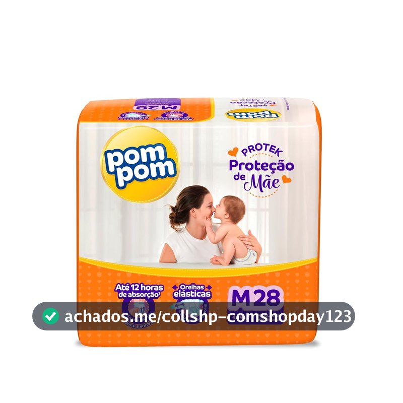 Fralda Pom Pom Protek Proteção de Mãe Jumbo M 28 Unidades