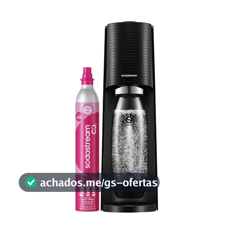 Máquina de Água com Gás Terra Preta SodaStream com Cilindro