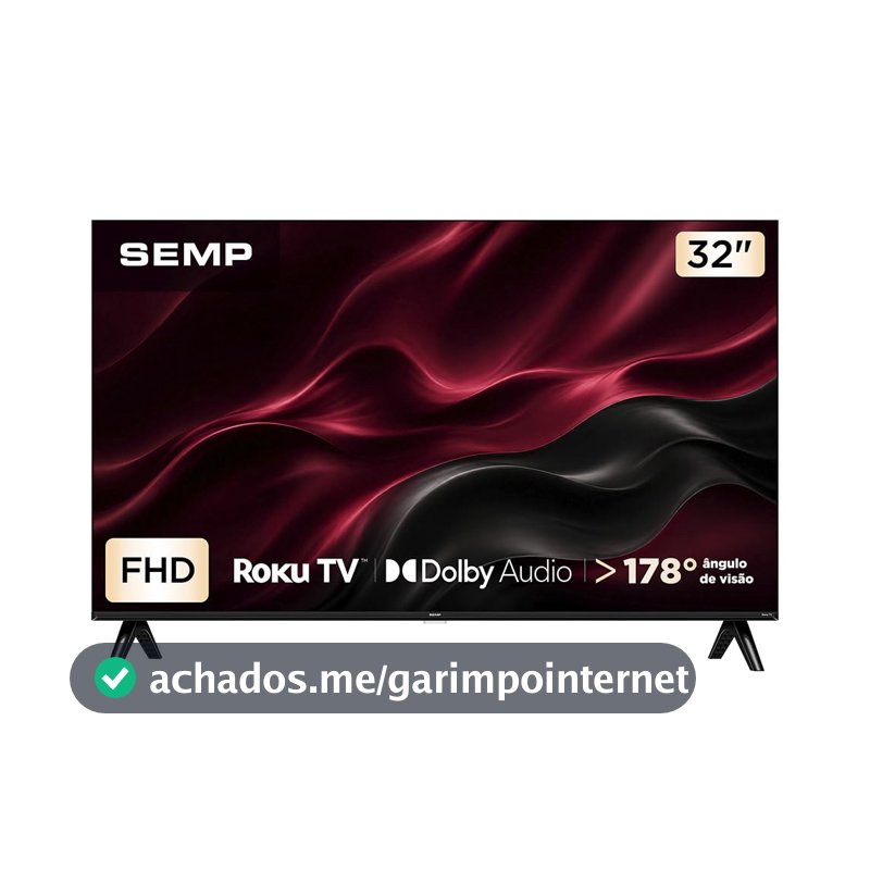 Smart TV Semp 32 Polegadas LED Full HD S42R Roku TV Wi-Fi Dolby Audio Brilho até 220 Nits 32S42R