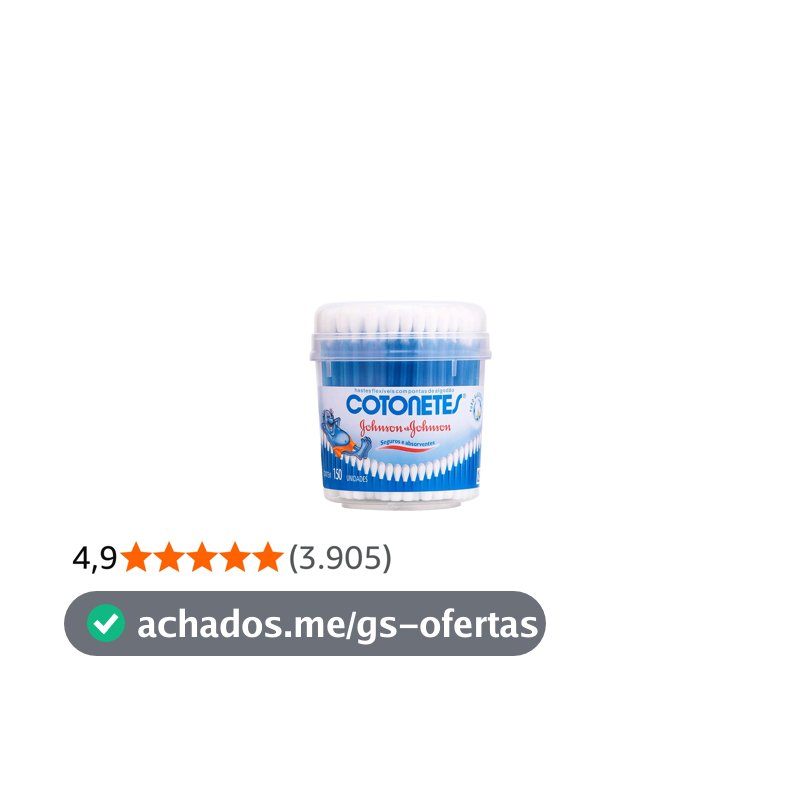 Cotonetes de Algodão com Hastes Flexíveis, Pote com 150 Unidades