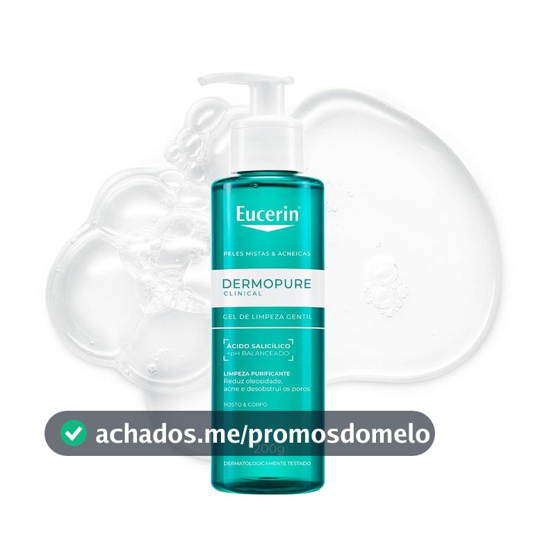 EUCERIN Dermopure Clinical Gel de Limpeza Gentil 200ml, Redução da oleosidade e acne, Desobstrui os poros