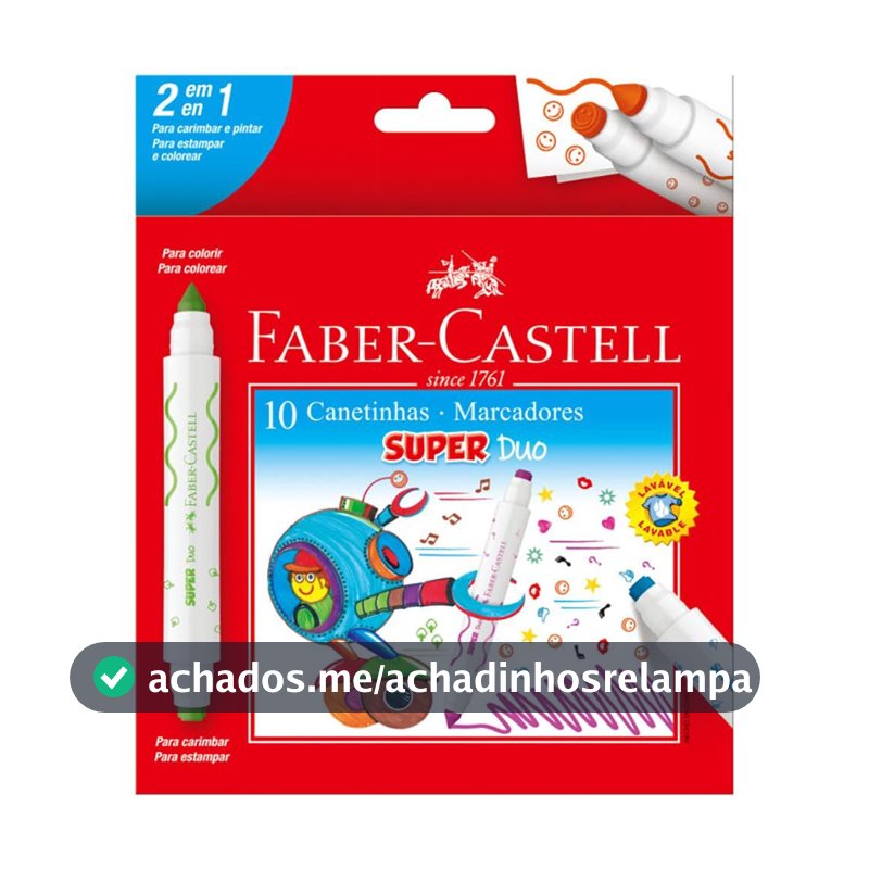 HIDROGRAFICA 2 PONTAS SUPER DUO, Faber-Castell, DUO150610, Multicor