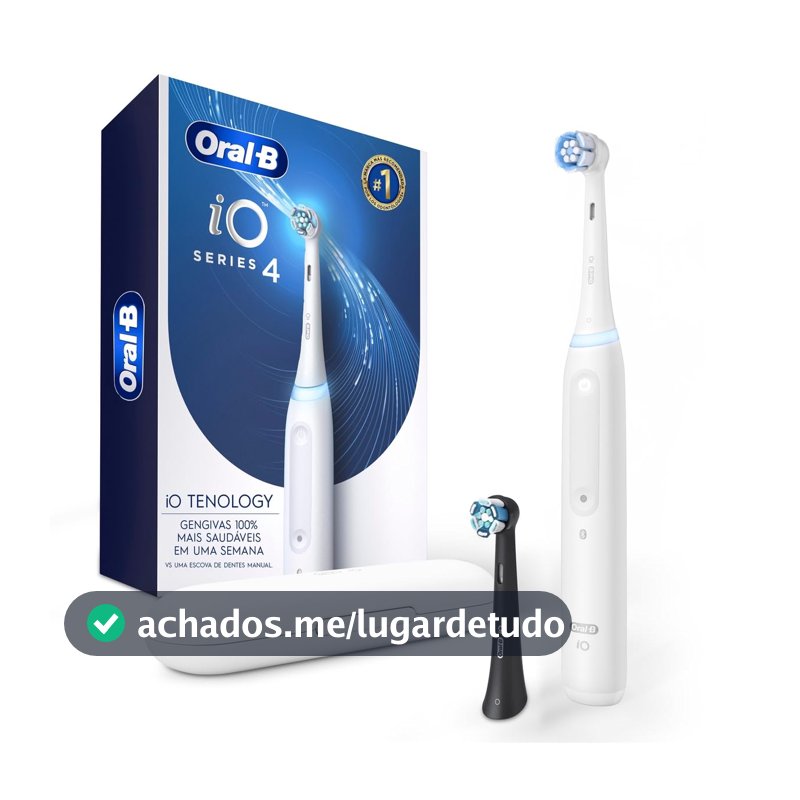 Oral-B Escova de Dente Elétrica iO4, 1 Cabo + 2 Refis + Carregador Bivolt