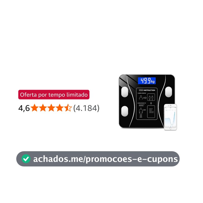 Balança Corporal Bioimpedância Premium Com Visor Inteligente Bluetooth Composição Corporal Peso Controle da Sua Saúde Completo Com Aplicativo
