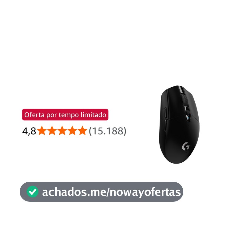 Mouse Gamer Sem Fio Logitech G305 LIGHTSPEED com 6 Botões Programáveis e Até 12.000 DPI - Preto