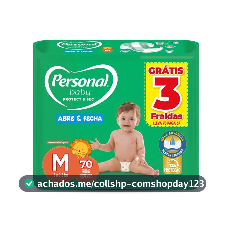 Personal Fralda Protect E Sec M Hiper, 70 Unidades