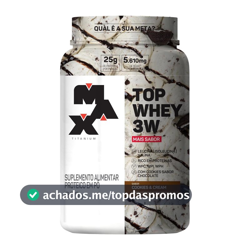Whey Protein em Pó Max Titanium, Cookies & Cream, 900g
