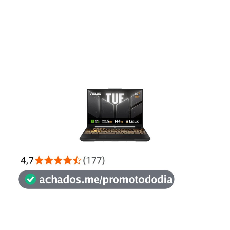 ASUS TUF Gaming F16 Intel Core 5, RTX 4050, 8 GB, 512 GB SSD, KeepOS/Linux,16.0'' FHD, Mecha Gray - FX607VU-RL054