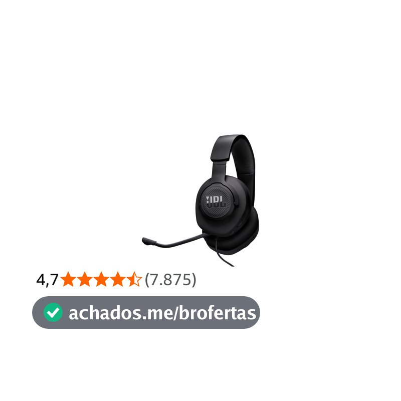 JBL, Fone de Ouvido Com Fio, Quantum 100M2, Headset Gamer, Over Ear, Microfone Removível - Preto