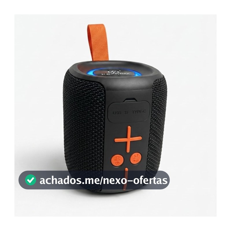 Caixa de Som Bluetooth Portátil Premium, 50W, LED RGB, Rádio FM, Resistente à Água IPX5, Recarregável, com Entradas USB/TF/AUX, 75dB