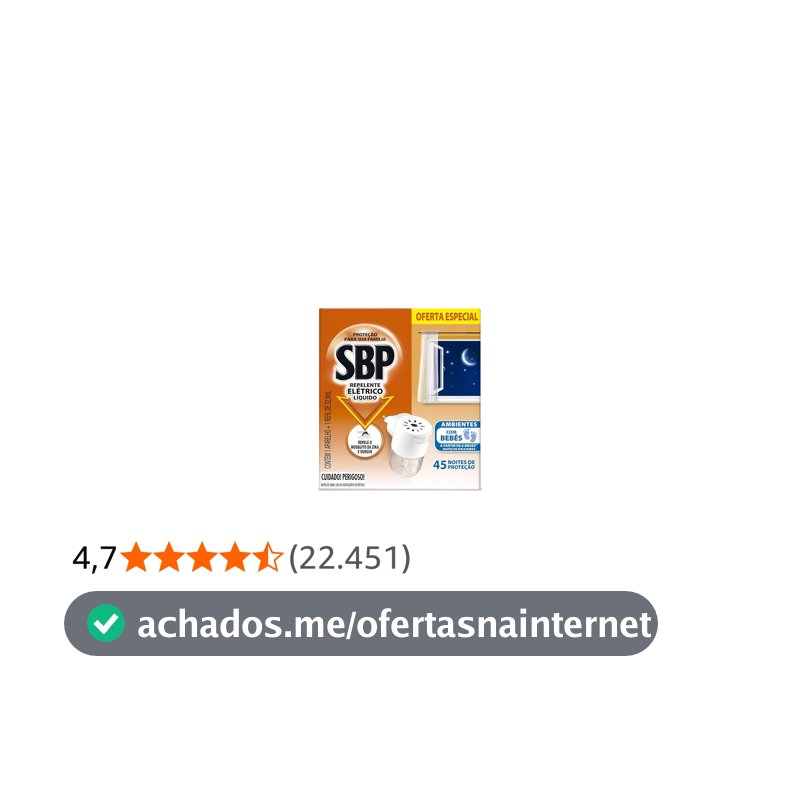 Repelente Elétrico Líquido SBP 45 Noites Novo Aparelho + Refil