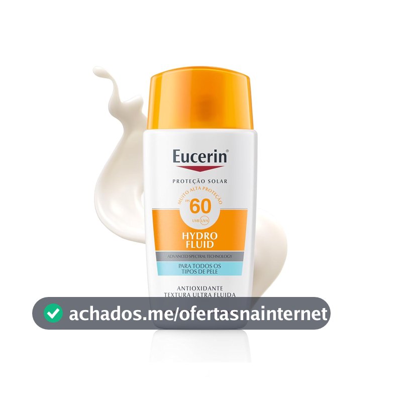 EUCERIN Protetor Solar Facial Ultra Fluido FPS 60 50ml, Hydro Fluid, Antioleosidade, Antioxidante, Rosto, Proteção UVA, UVB e Luz Visível