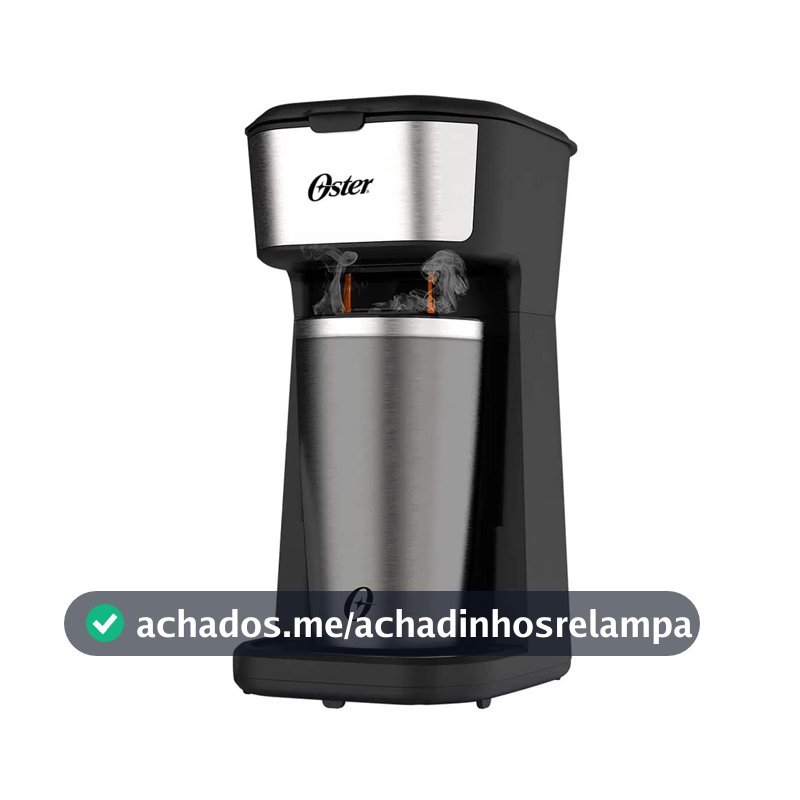 Oster Cafeteira 2Day Inox 2 em 1 com Copo Térmico, 220V, Preto/Inox, 600W, OCAF200