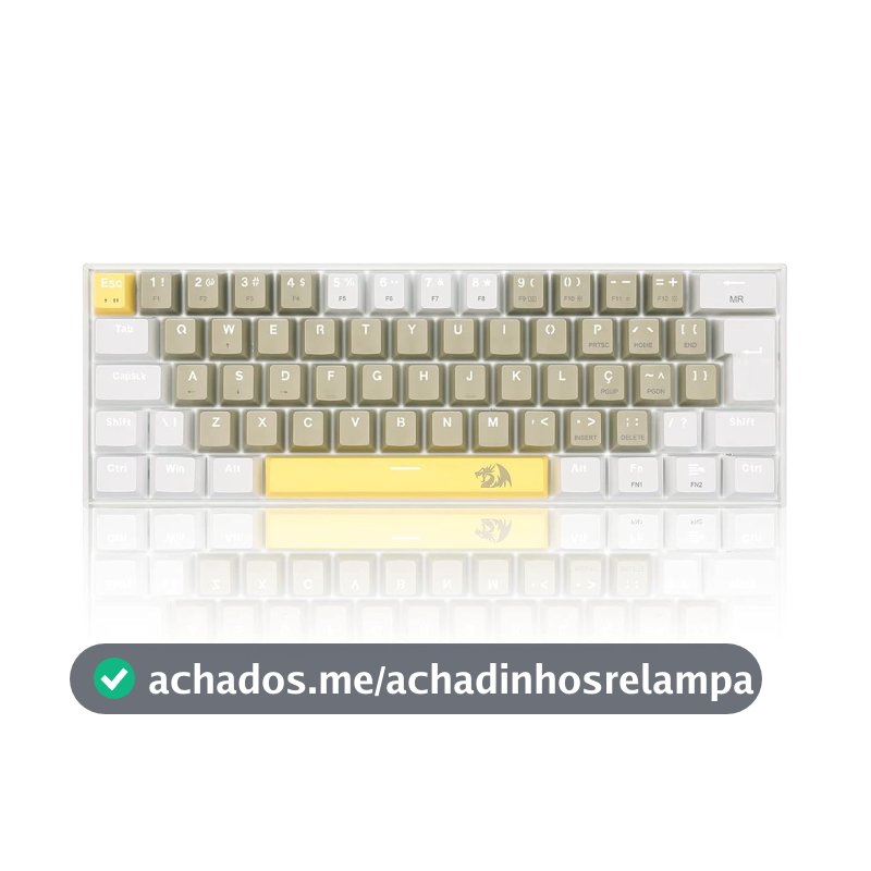 Redragon TECLADO GAMER LAKSHMI AMARELO+CINZA+ BRANCO COM SWITCH MARROM