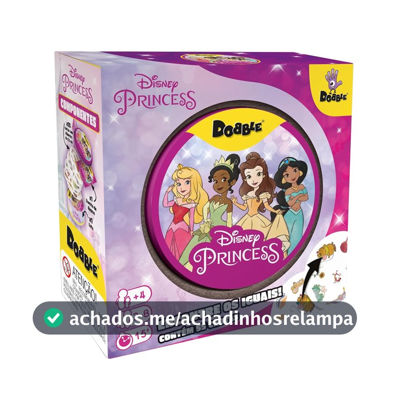 Asmodee, Dobble: Princesas, Jogo de Cartas 5 em 1 para 2 a 8 Jogadores