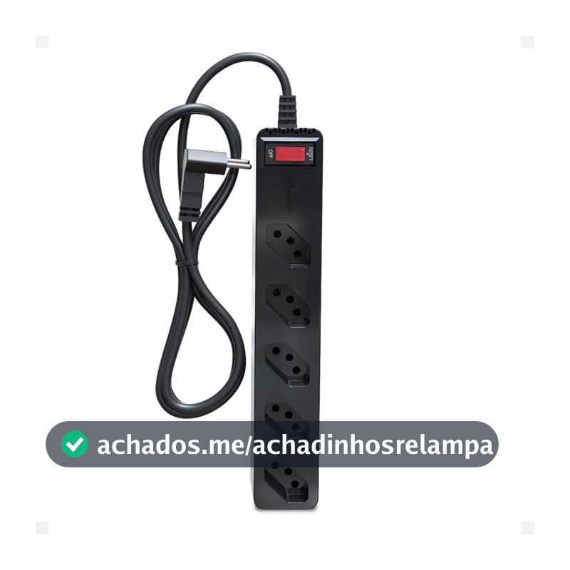 Filtro de linha com protetor contra surtos (DPS) - 127/220 volts - 10 amperes - 5 tomadas - 3 pinos - iCLAMPER Energia 5 - LCF - Preto